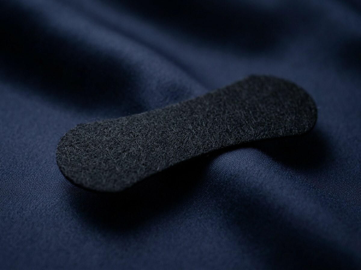 Macro of a single SOMNIO strip showing its curved shape and soft fabric texture